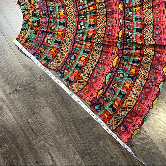 Vintage Jupe Indian maxi Skirt gauze cotton lining full circle tiered flowy - Picture 13 of 16